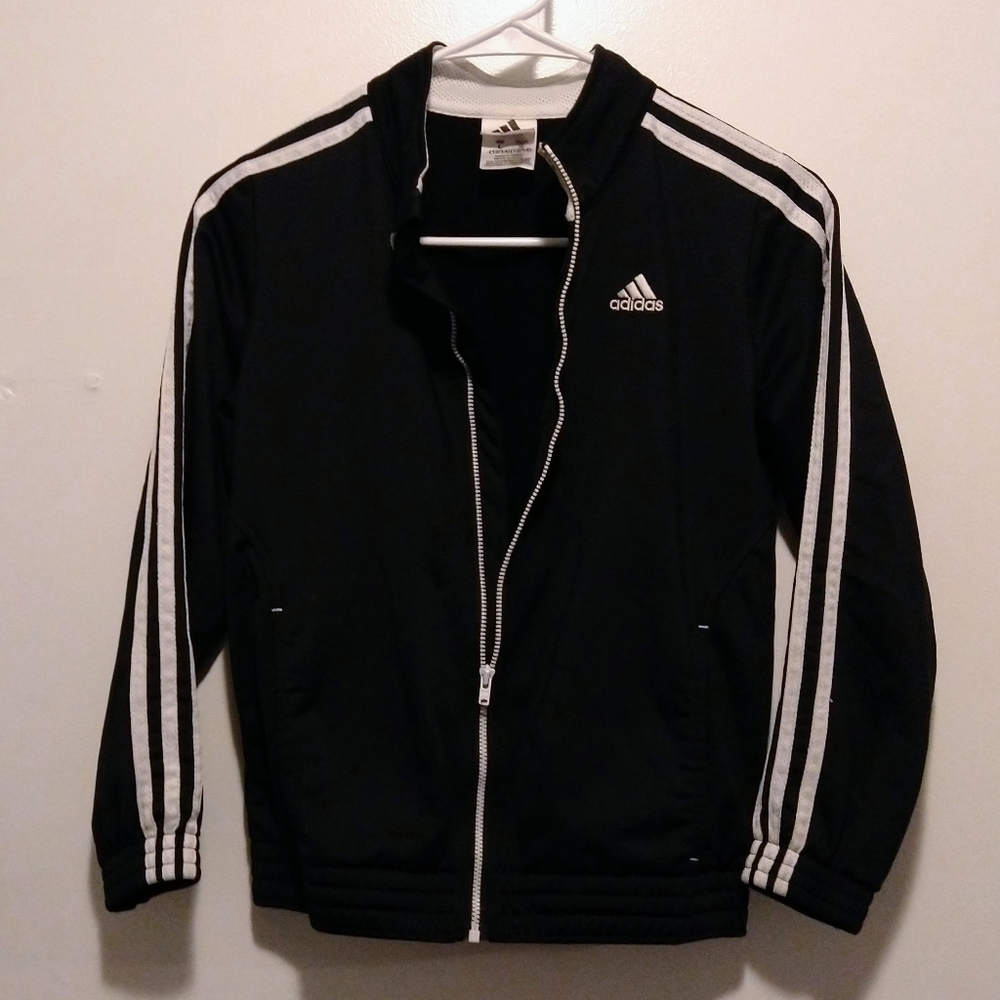 Adidas Youth Large (12-14) Black Warm-Up Track Jacket W/Full Zip - Picture 2 of 4